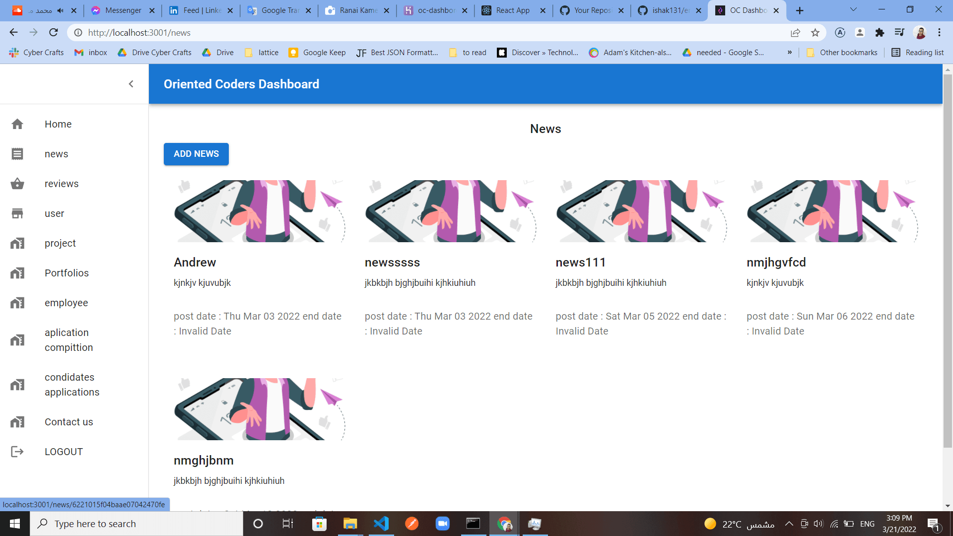Oriented Coders Dashboard (2022-2023)